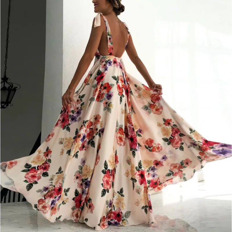 Amalie - Elegant Sleeveless Floral Strapless Dress