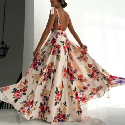 Amalie - Elegant Sleeveless Floral Strapless Dress