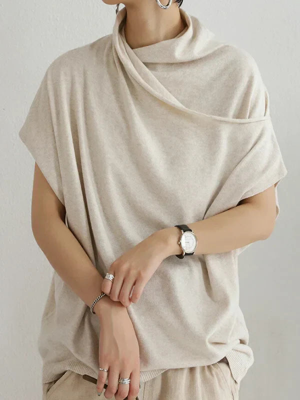 Mia | Casual pleated collar short-sleeved T-shirt
