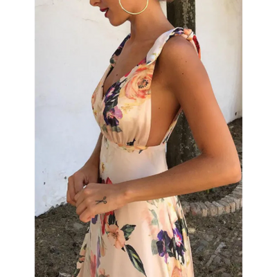 Amalie - Elegant Sleeveless Floral Strapless Dress