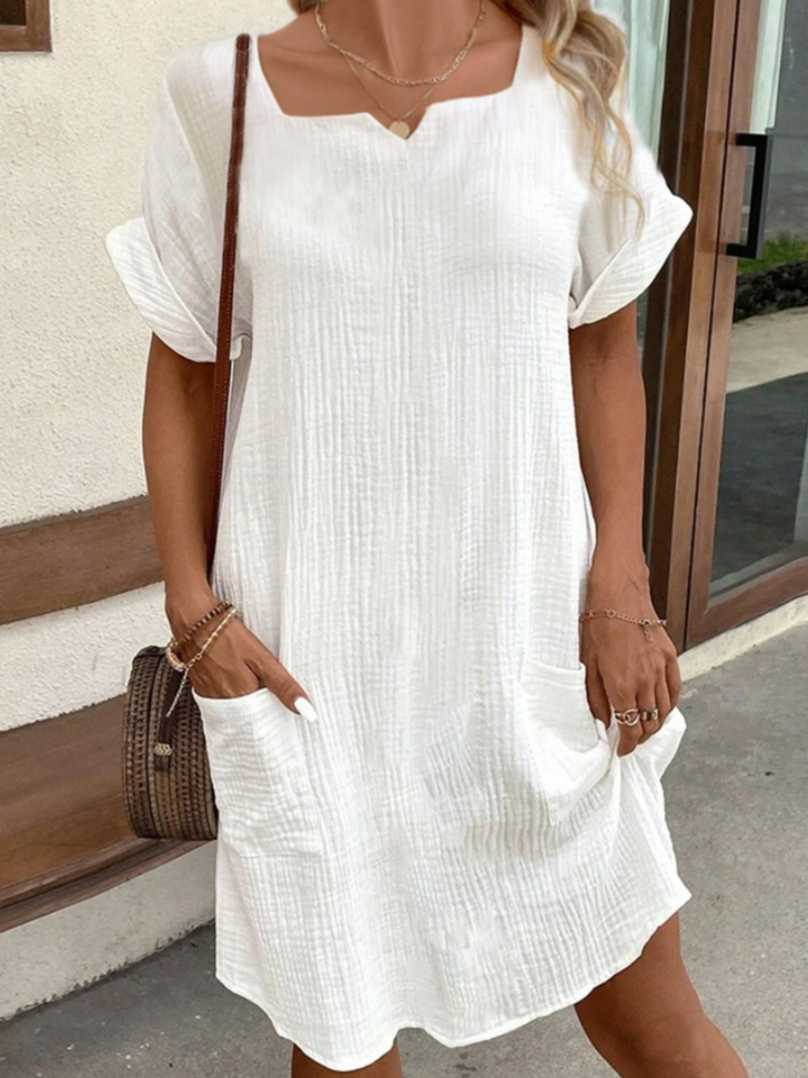 Karolina - Plain Square Neck Casual Dress
