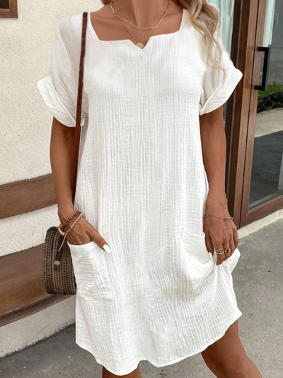 Karolina - Plain Square Neck Casual Dress