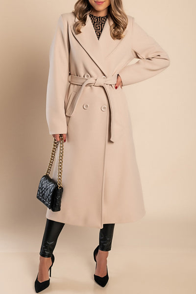Elegant women's long coat with button closure and sophisticated design