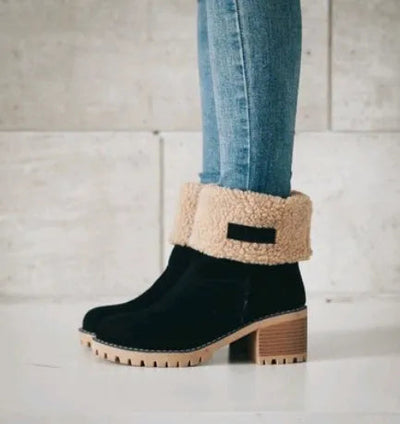 Women's winter ankle boots with a modern design and low heel