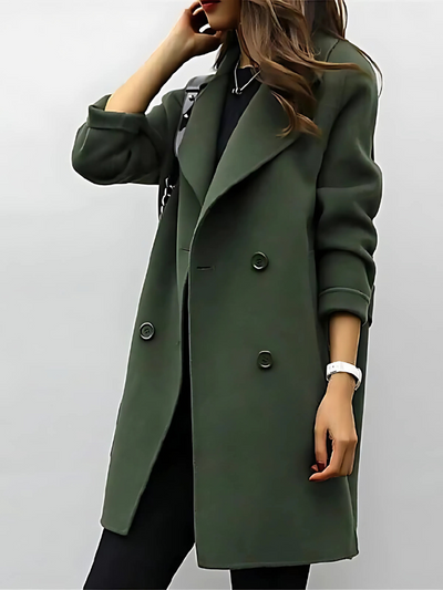 Classic style coat with a deep neckline and lapels for elegant women