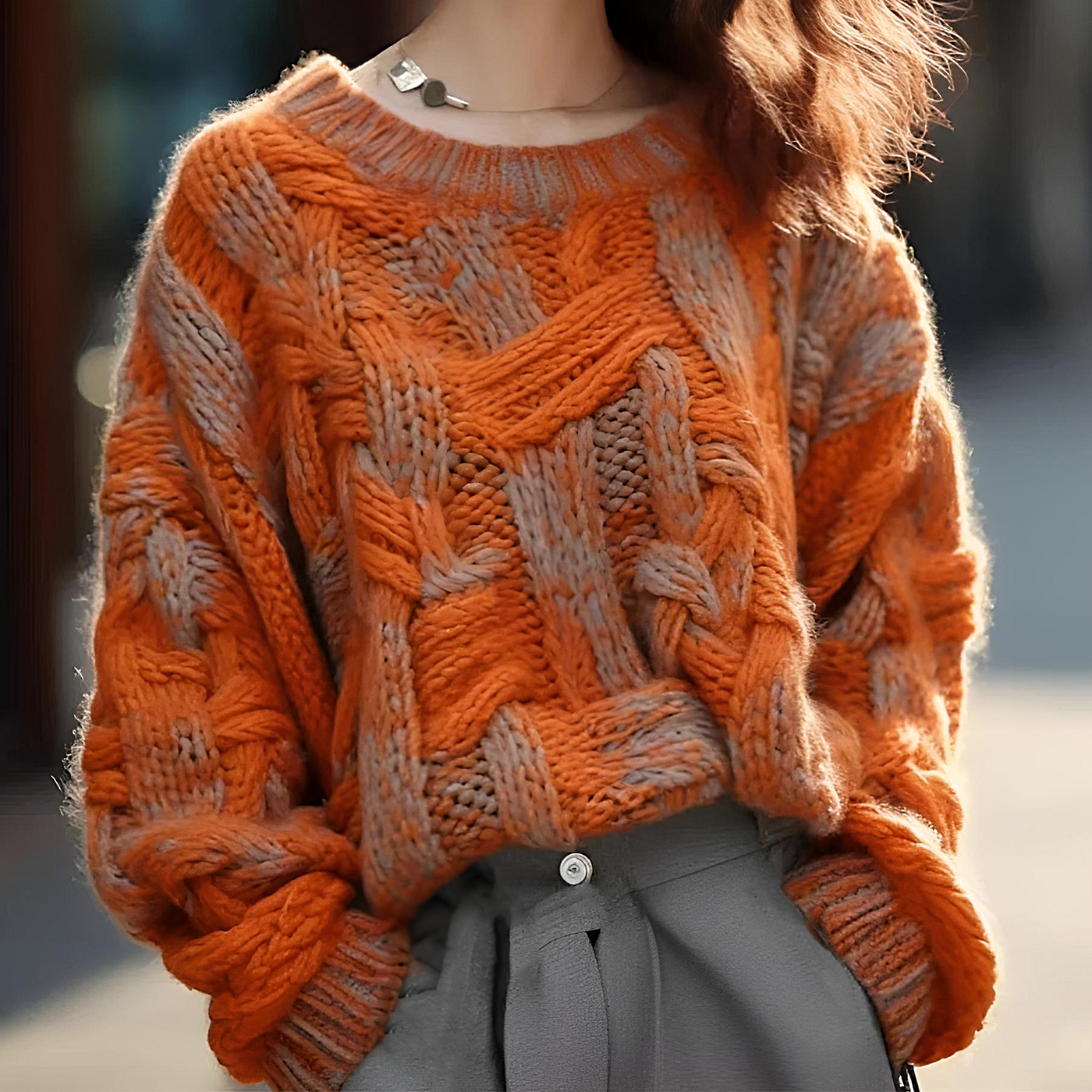 Warm women's plus size sweater, ideal for winter