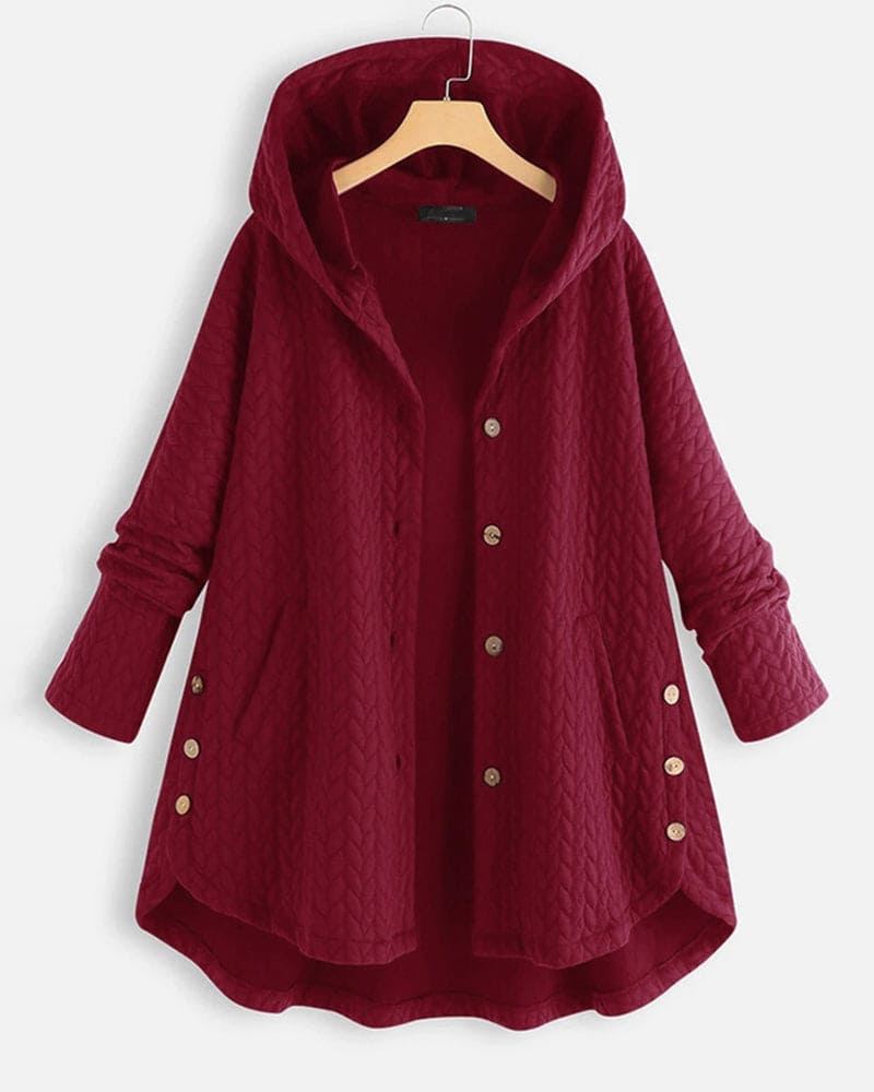 Women's Warm Casual Hooded Button Down Jacket