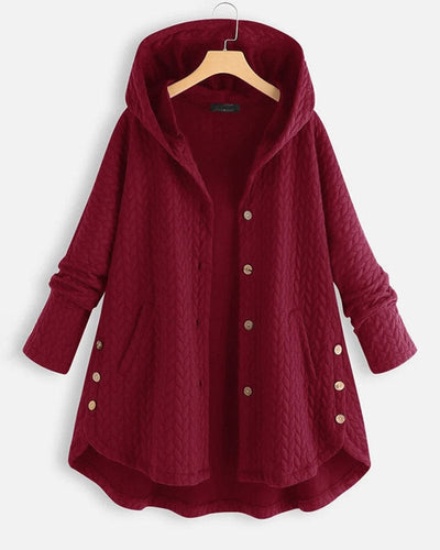 Women's Warm Casual Hooded Button Down Jacket