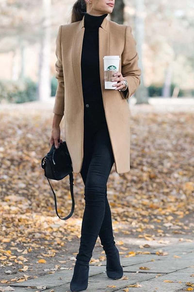 Classic women's winter coat with a high collar