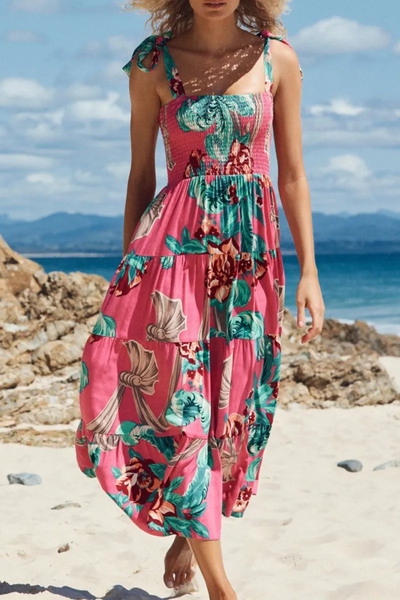 Daniela - Printed dresses with thin straps and trendy bohemian print