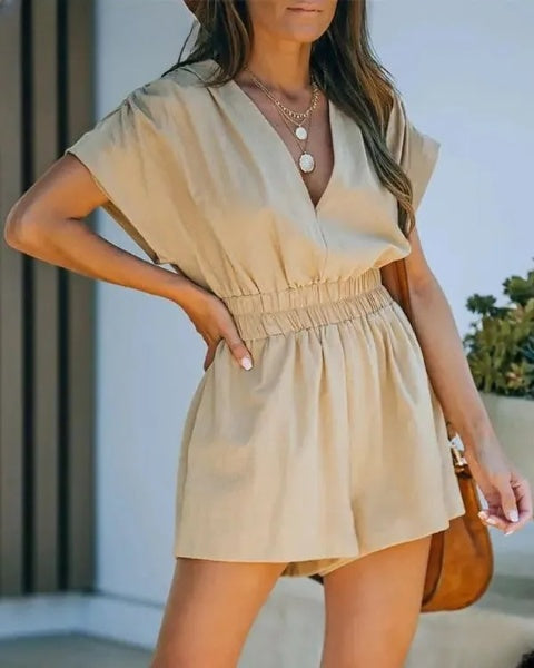 Judith - Women's Casual V-Neck Short-Sleeved Jumpsuit