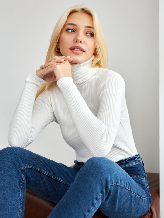 Women's Turtleneck Sweater - Fall Essentials and Warm Knit