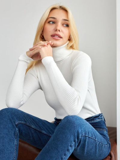 Women's Turtleneck Sweater - Fall Essentials and Warm Knit