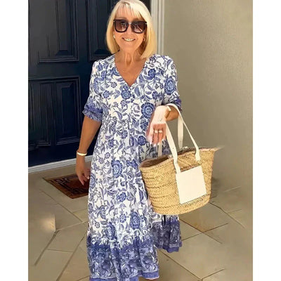 Malena - Floral print dress with V-neckline