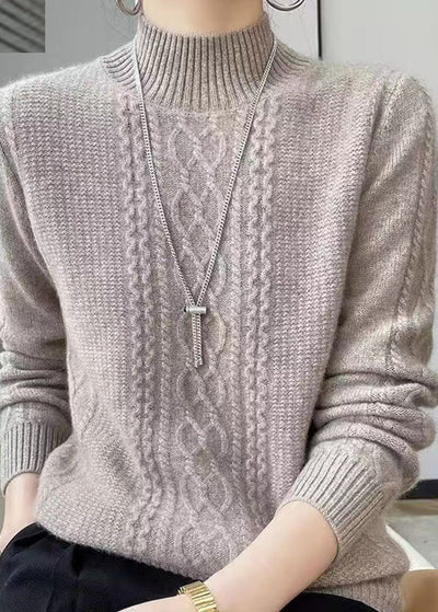 Warm patchwork turtleneck sweater for autumn