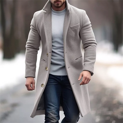 Men's winter trench coat with a slim fit for a stylish look