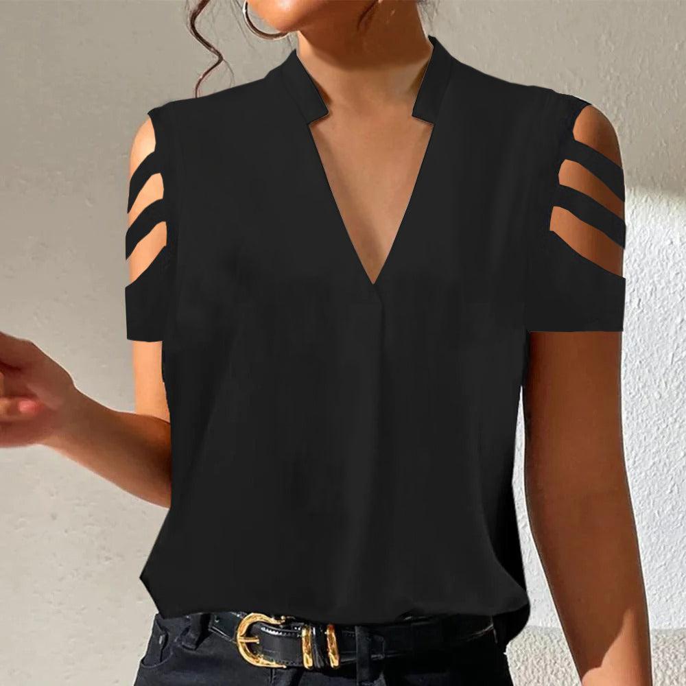 Sara - Trendy Plain Short Sleeve Top