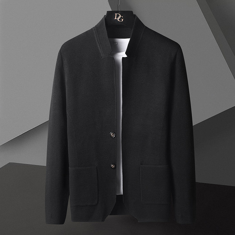 Men's stand-up collar cardigan with pockets
