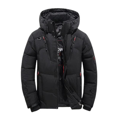 Warm winter windbreaker with hood and pockets