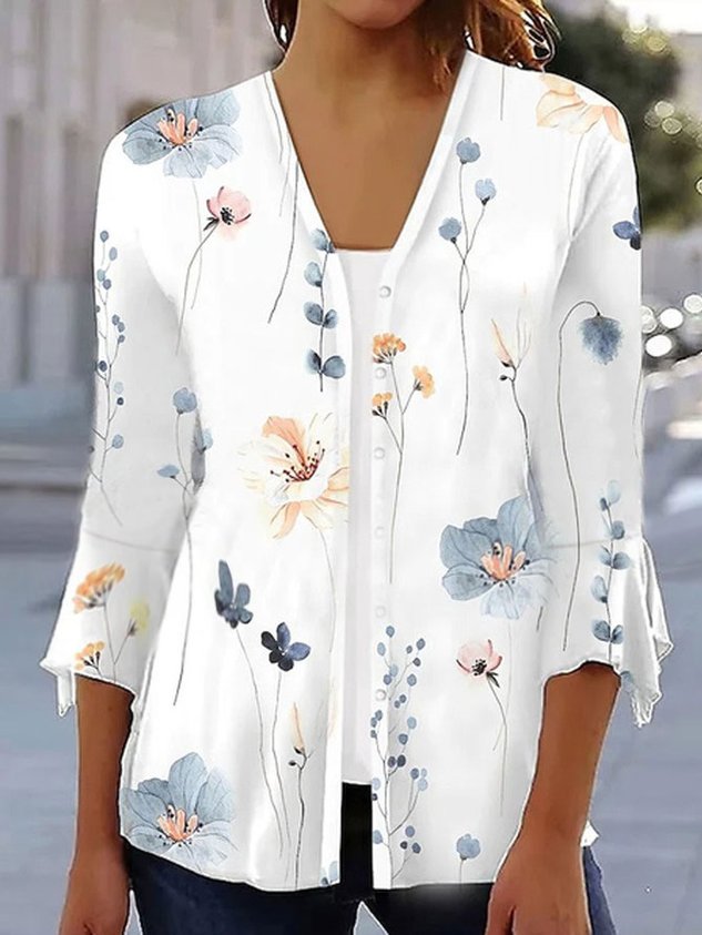 Marta - Casual Floral Print Loose Kimono