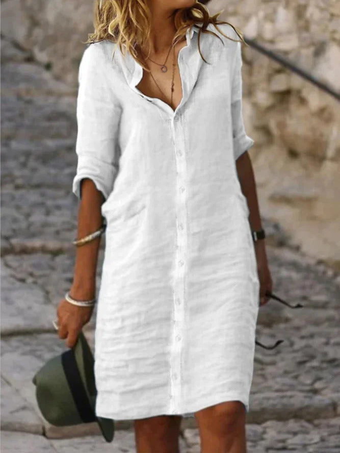 Angela - Button-down dress with lapel collar