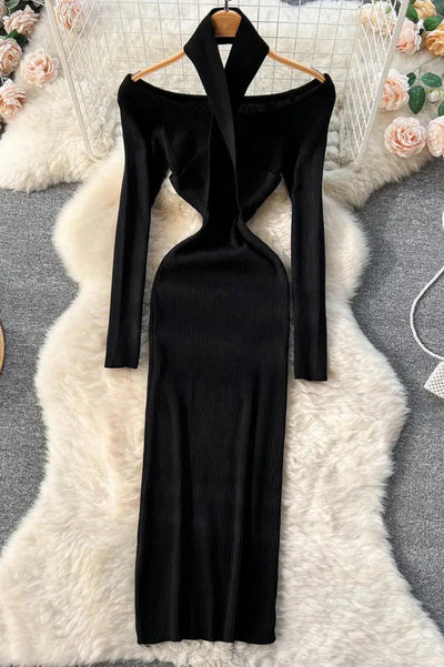 Elegant Bodycon Dress with Wrap Style and Long Sleeves – Ideal for Sophisticated Occasions