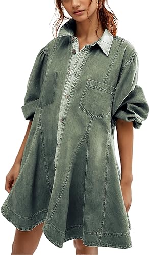 Elegant long dress with voluminous sleeves for women