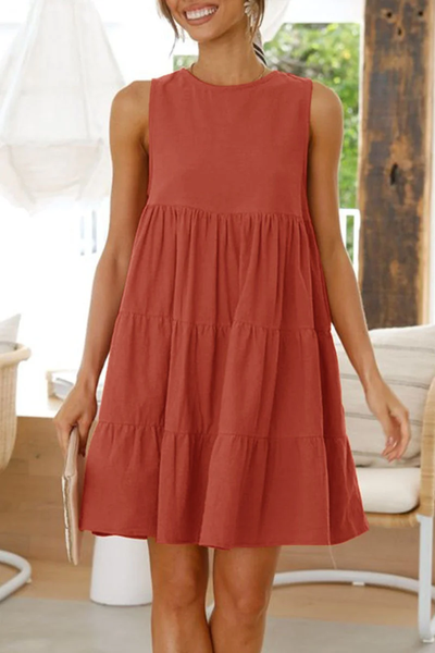 Emma - Fashion Casual Solid Patchwork Round Neck Princess Dresses