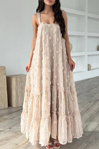 Claudia - Floral Layered Dress with Large Hem