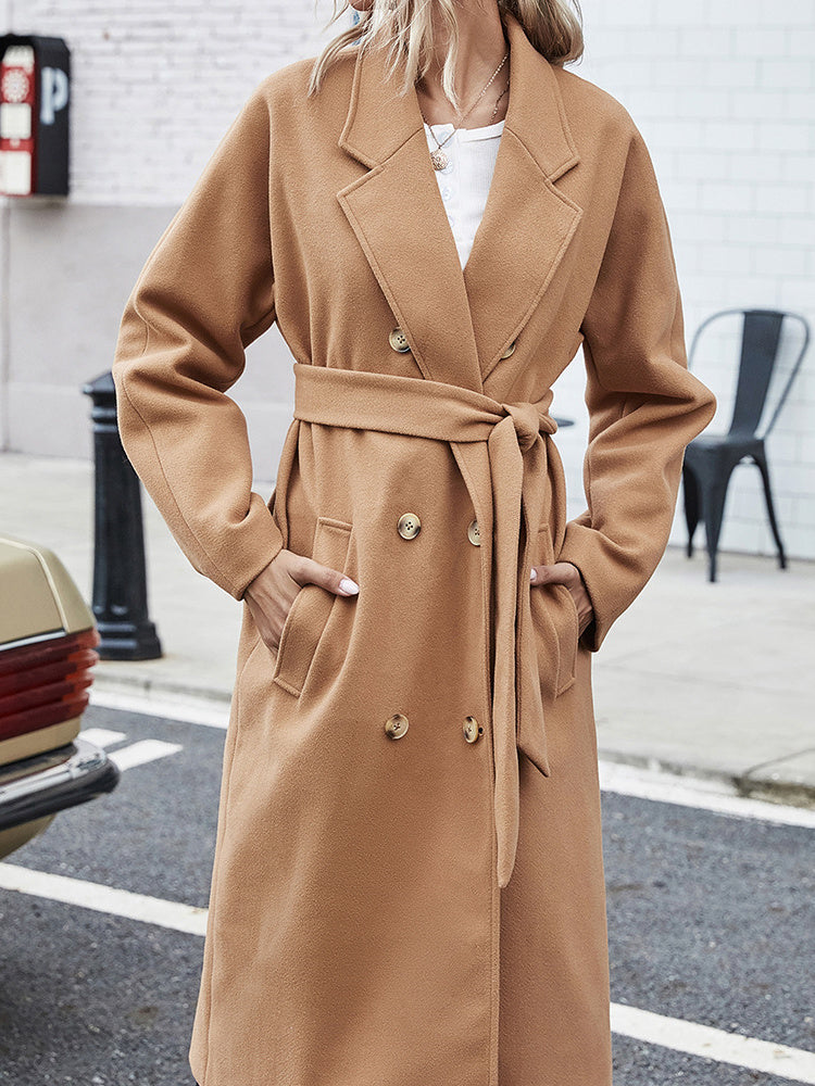 Elegant mid-length double-zipper coat for autumn and winter