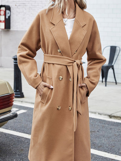 Elegant mid-length double-zipper coat for autumn and winter