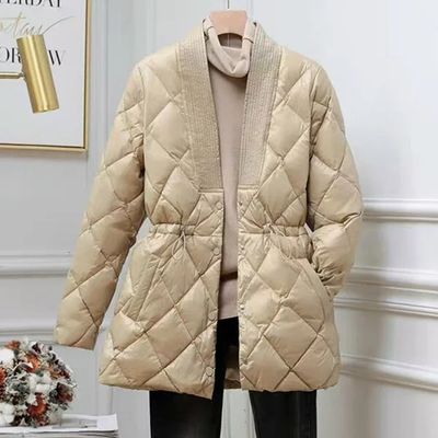 Women's Padded Coat - Oversized Drawstring Winter Jacket for Fall and Winter