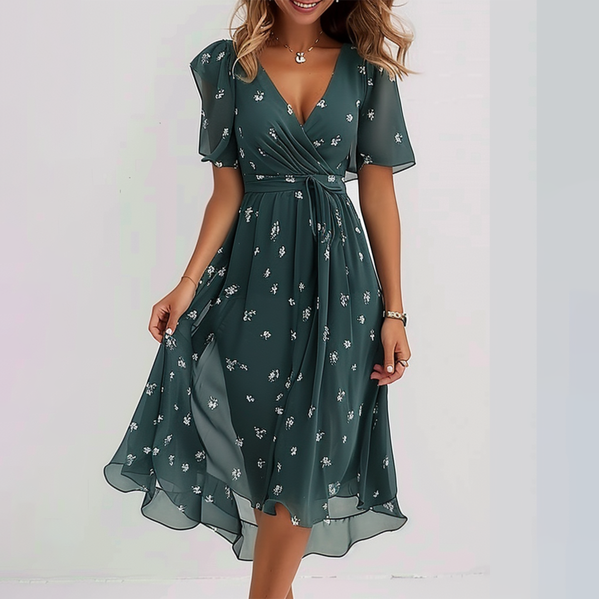 Amalie - Short-sleeved midi dress