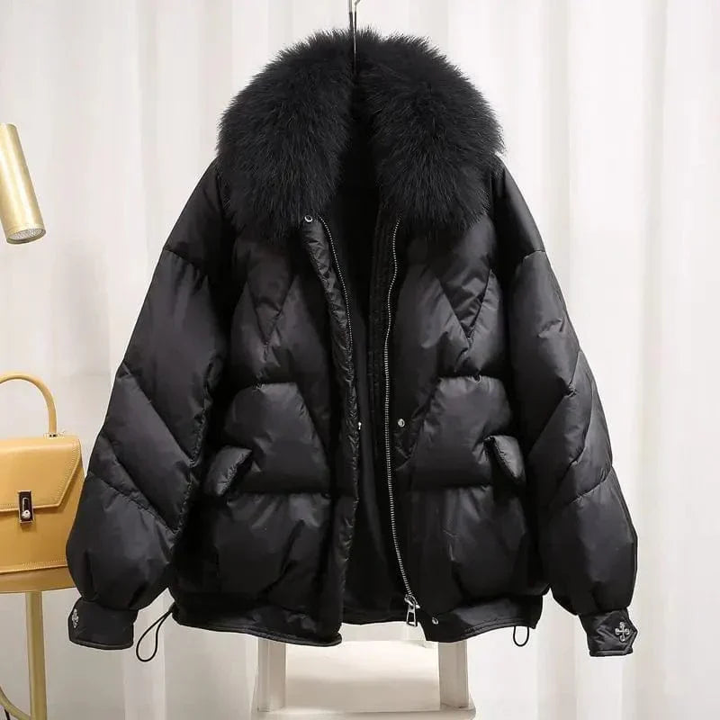 Jacket with fur collar for winter walks