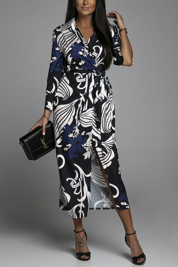Malena - Printed midi shirt dress by Lasting Daydream