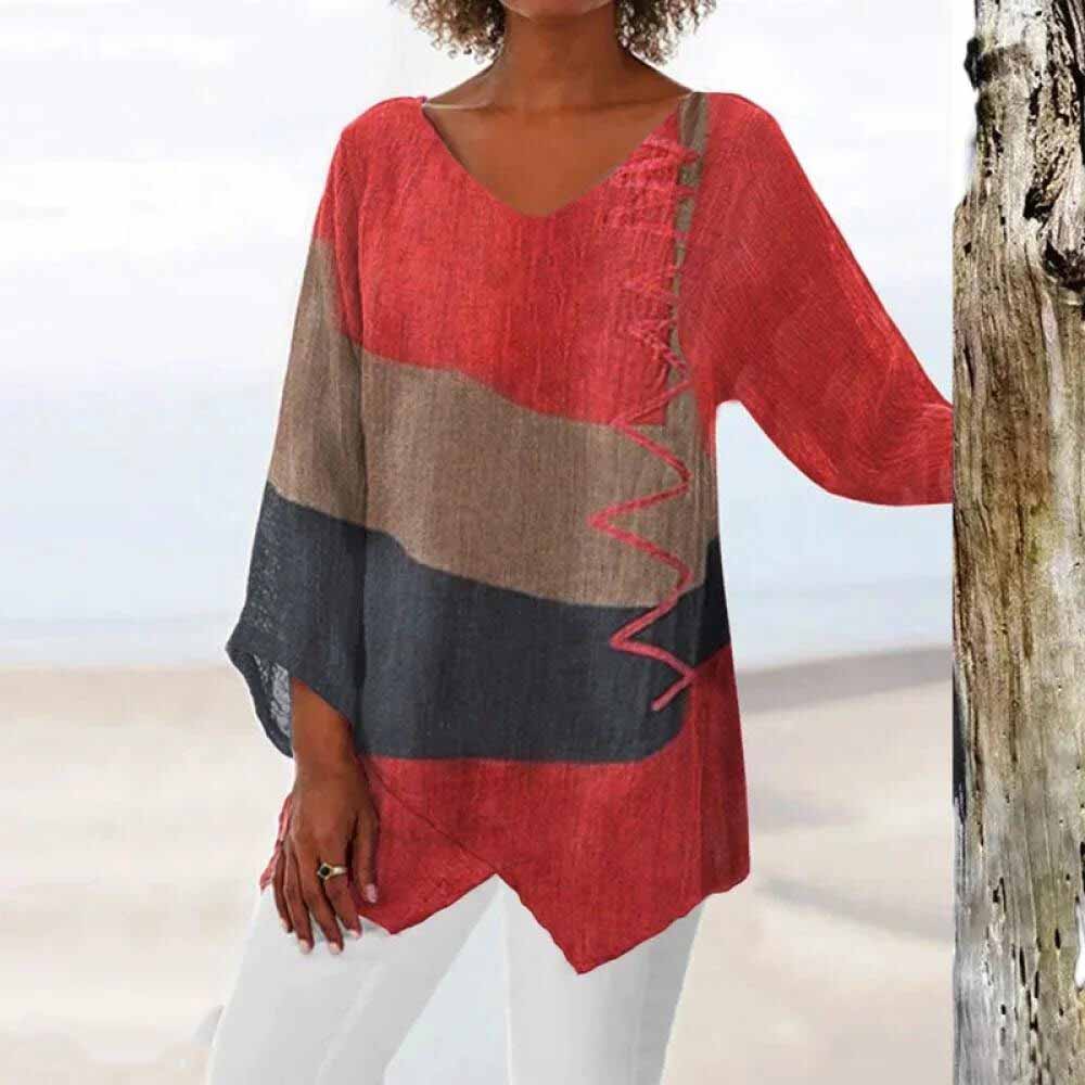 Élodie Lavin - Long Sleeve V-Neck Casual Shirt