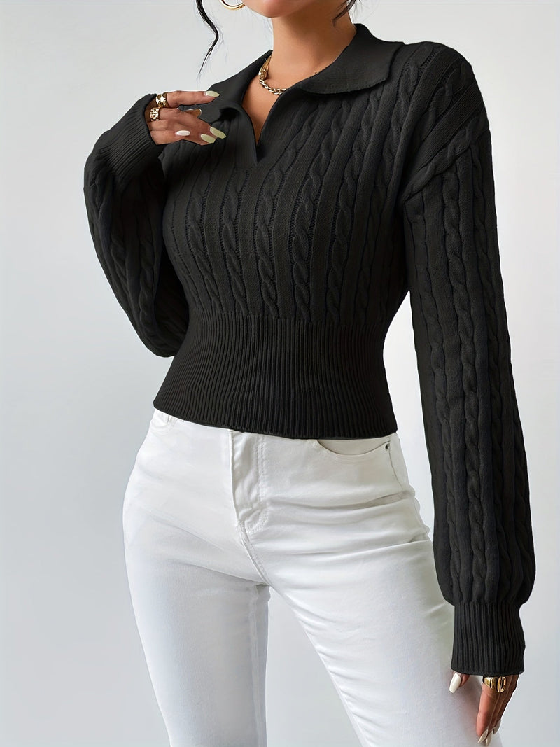 Structured design V-neck sweater,