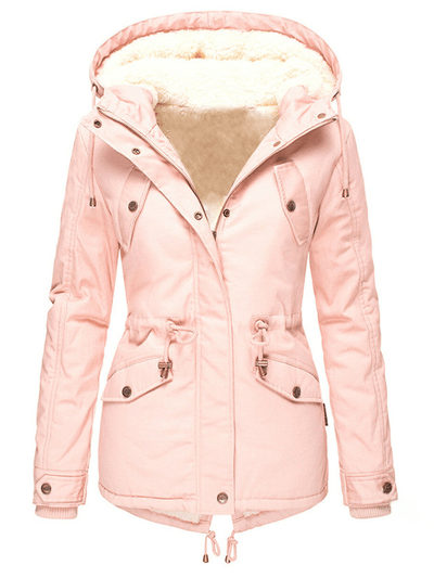Women's Warm Hooded Coat, Solid Color, and Pockets