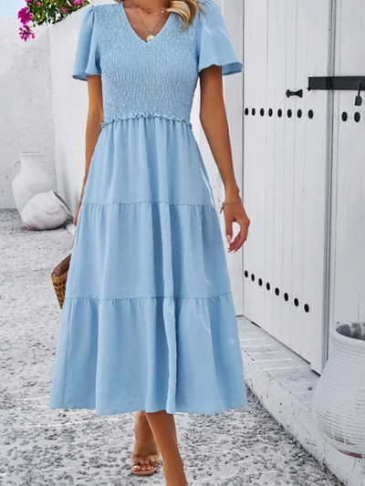 Jessica - Short-sleeved V-neck dress