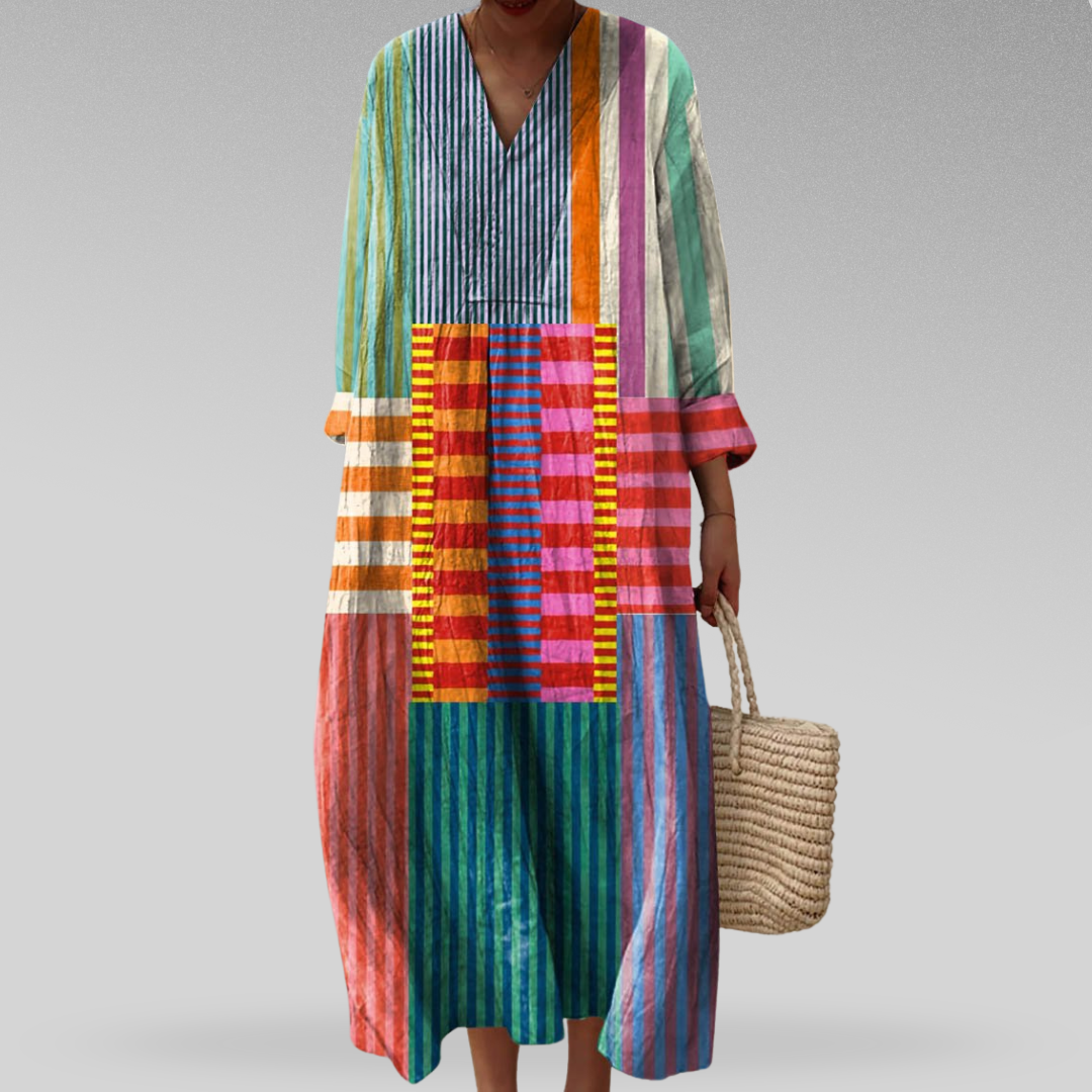 Elegant long dress with modern geometric design