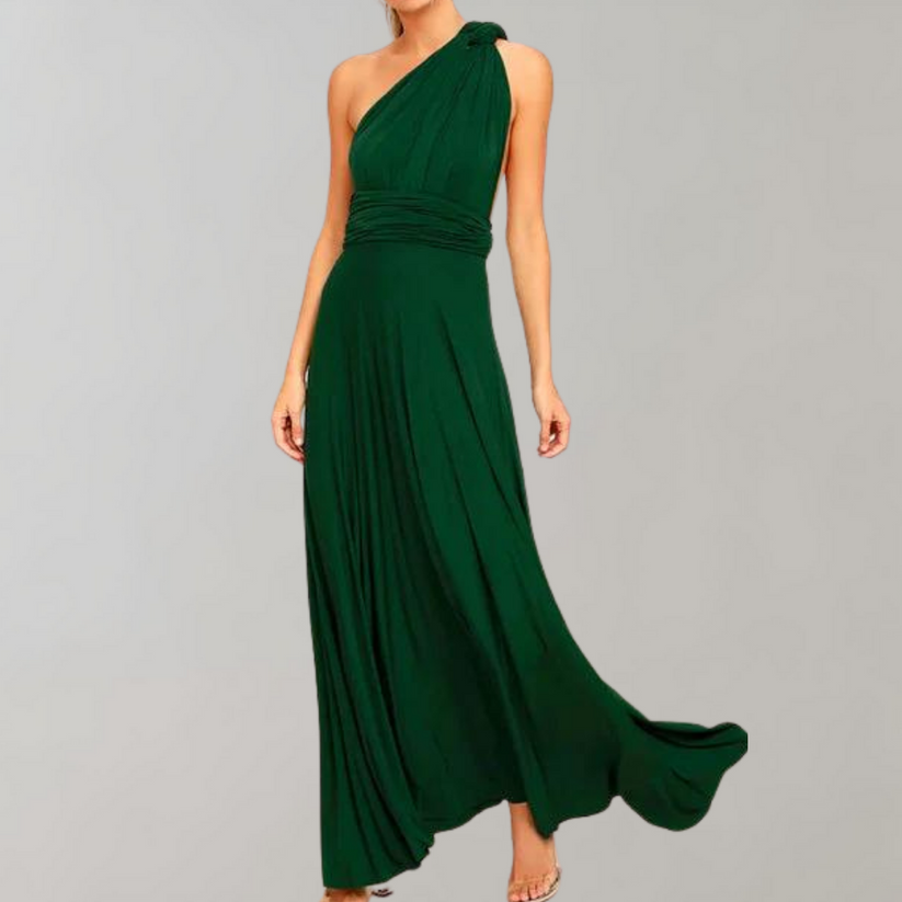 Long wrap dress with elegant overlay