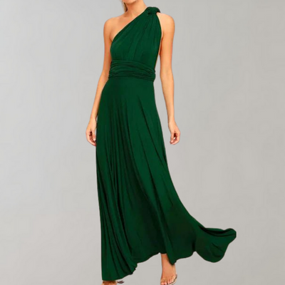 Long wrap dress with elegant overlay