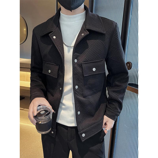 Stylish Cargo Jacket with Lapel and One Button Design