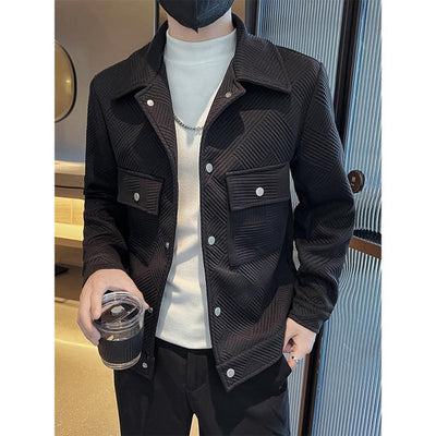 Stylish Cargo Jacket with Lapel and One Button Design