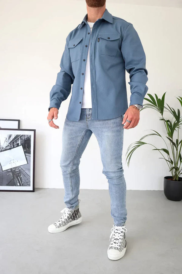 Men's overshirt-style jacket with front button closure
