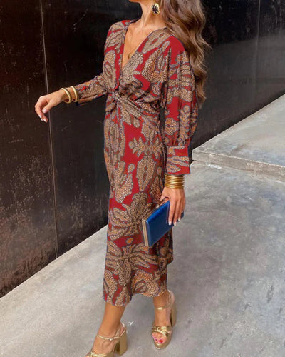 Brenda Midi Dress - Elegant long-sleeved dress for parties and events