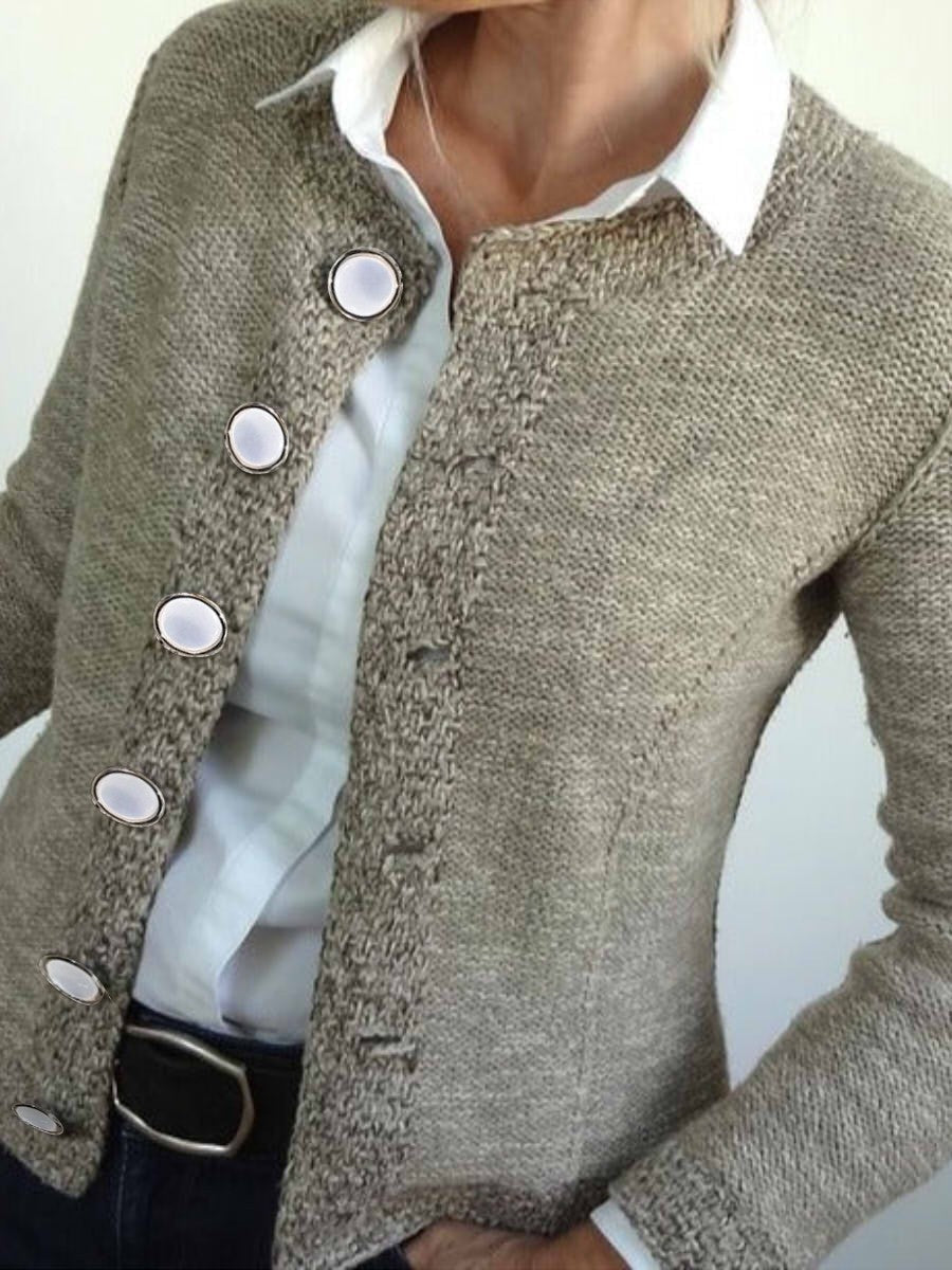 Elegant Long Sleeve Button Front Cardigan for Women - Stylish Garment