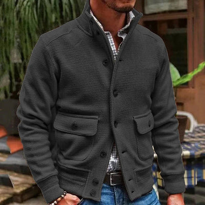 Men's classic solid color button-down jacket for autumn and winter