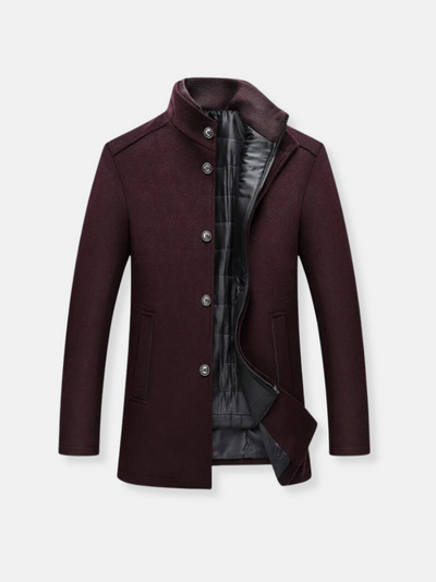 Elegant coat with high collar and button design