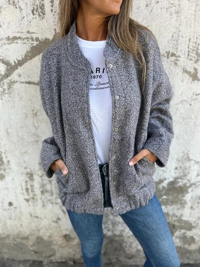 Casual Round Neck Jacket - Single Button Design for Daily Wear